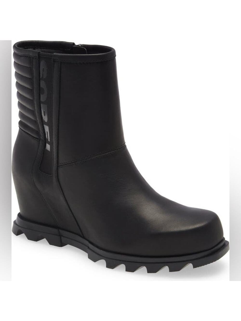 Sorel Joan of Arctic Moto Black Wedge Ankle waterproof rain Boots size 9.5